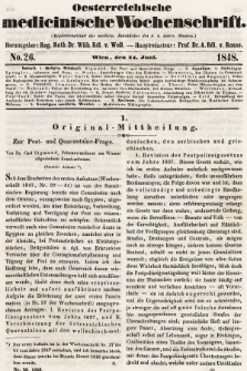 Oesterreichische Medicinische Wochenschrift als Ergänzungsblatt der Medicinischen Jahrbücher des k.k. Österreichischen Staates. 1848, nr 26