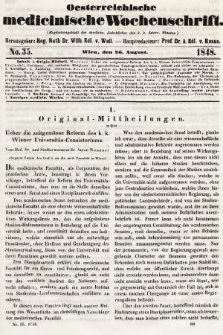 Oesterreichische Medicinische Wochenschrift als Ergänzungsblatt der Medicinischen Jahrbücher des k.k. Österreichischen Staates. 1848, nr 35
