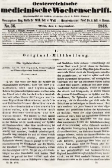 Oesterreichische Medicinische Wochenschrift als Ergänzungsblatt der Medicinischen Jahrbücher des k.k. Österreichischen Staates. 1848, nr 36