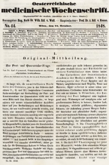 Oesterreichische Medicinische Wochenschrift als Ergänzungsblatt der Medicinischen Jahrbücher des k.k. Österreichischen Staates. 1848, nr 44