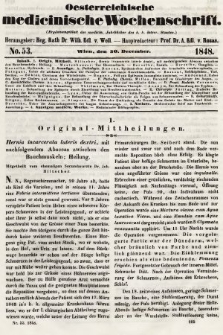 Oesterreichische Medicinische Wochenschrift als Ergänzungsblatt der Medicinischen Jahrbücher des k.k. Österreichischen Staates. 1848, nr 53