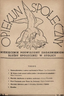 Opiekun Społeczny : miesięcznik poświęcony zagadnieniom służby społecznej w stolicy. 1937, nr 9