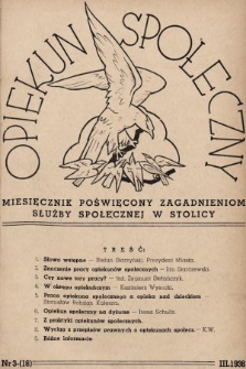 Opiekun Społeczny : miesięcznik poświęcony zagadnieniom służby społecznej w stolicy. 1938, nr 3