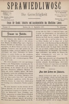 Sprawiedliwość = Die Gerechtigkeit : Organ für Handel, Industrie und Angelegenheiten des öffentlichen Lebens. 1898, nr 18