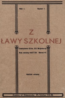 Z Ławy Szkolnej : czasopismo Gimnazjum Księży Misjonarzy. 1937/1938, nr 1