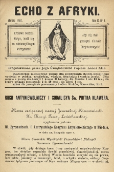 Echo z Afryki : katolickie miesięczne pismo dla popierania dzieła misyjnego. 1901, nr 3