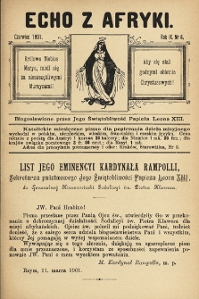 Echo z Afryki : katolickie miesięczne pismo dla popierania dzieła misyjnego. 1901, nr 6