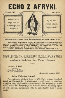 Echo z Afryki : katolickie miesięczne pismo dla popierania dzieła misyjnego. 1901, nr 10
