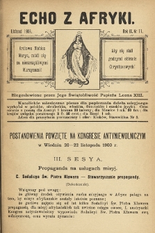 Echo z Afryki : katolickie miesięczne pismo dla popierania dzieła misyjnego. 1901, nr 11