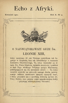 Echo z Afryki : katolickie miesięczne pismo dla popierania dzieła misyjnego. 1902, nr 4