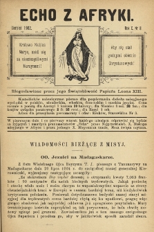 Echo z Afryki : katolickie miesięczne pismo dla popierania dzieła misyjnego. 1902, nr 8
