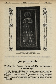 Echo z Afryki : pismo miesięczne illustrowane dla poparcia misyj katolickich w Afryce. 1911, nr 10