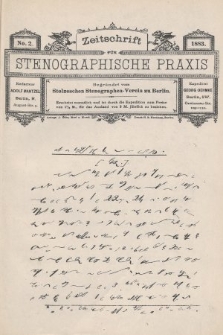 Zeitschrift für Stenographische Praxis. Jg 1, 1883, no. 2