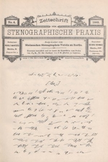 Zeitschrift für Stenographische Praxis. Jg 1, 1883, no. 4