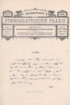 Zeitschrift für Stenographische Praxis. Jg 1, 1883, no. 5