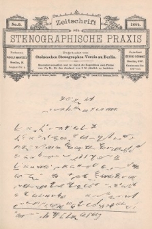 Zeitschrift für Stenographische Praxis. Jg 1, 1884, no. 9