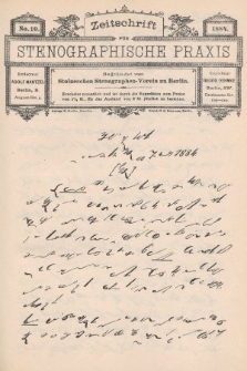 Zeitschrift für Stenographische Praxis. Jg 1, 1884, no. 10