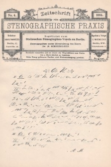 Zeitschrift für Stenographische Praxis. Jg 2, 1885, no. 4