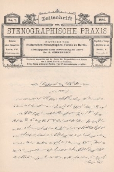 Zeitschrift für Stenographische Praxis. Jg 3, 1886, no. 7