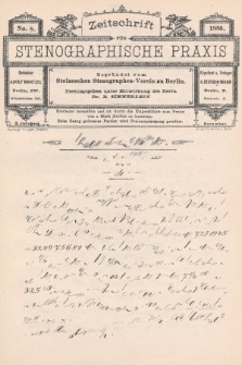 Zeitschrift für Stenographische Praxis. Jg 3, 1886, no. 8