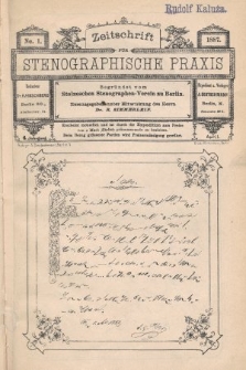 Zeitschrift für Stenographische Praxis. Jg 4, 1887, no. 1