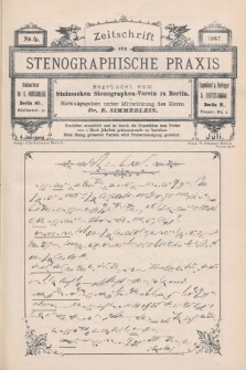 Zeitschrift für Stenographische Praxis. Jg 4, 1887, no. 4