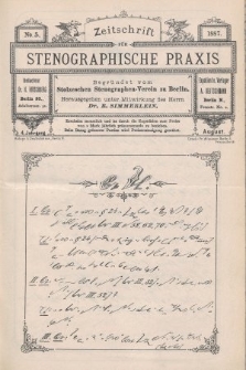 Zeitschrift für Stenographische Praxis. Jg 4, 1887, no. 5