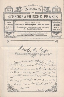 Zeitschrift für Stenographische Praxis. Jg 4, 1887, no. 6