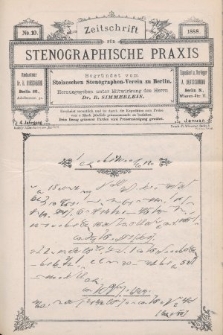 Zeitschrift für Stenographische Praxis. Jg 4, 1888, no. 10