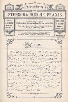 Zeitschrift für Stenographische Praxis. Jg 4, 1888, no. 11