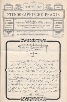 Zeitschrift für Stenographische Praxis. Jg 4, 1888, no. 12