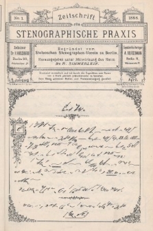 Zeitschrift für Stenographische Praxis. Jg 5, 1888, no. 1