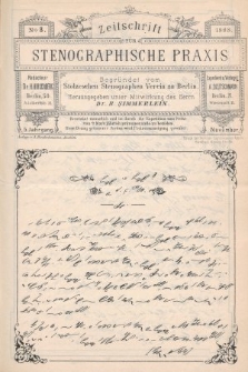 Zeitschrift für Stenographische Praxis. Jg 5, 1888, no. 8