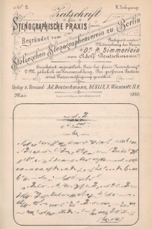 Zeitschrift für Stenographische Praxis. Jg 6, 1889, no. 2