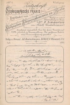Zeitschrift für Stenographische Praxis. Jg 6, 1889, no. 4