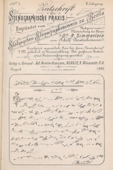 Zeitschrift für Stenographische Praxis. Jg 6, 1889, no. 5