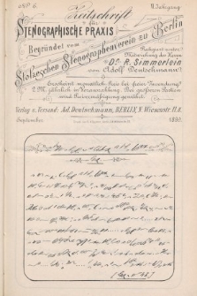 Zeitschrift für Stenographische Praxis. Jg 6, 1889, no. 6