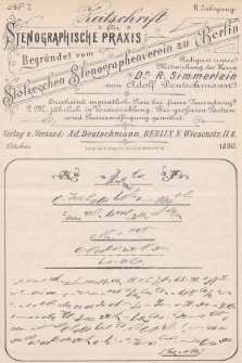 Zeitschrift für Stenographische Praxis. Jg 6, 1889, no. 7