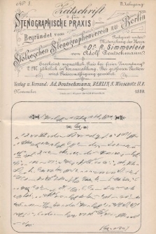 Zeitschrift für Stenographische Praxis. Jg 6, 1889, no. 8
