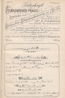 Zeitschrift für Stenographische Praxis. Jg 6, 18891890, no. 11