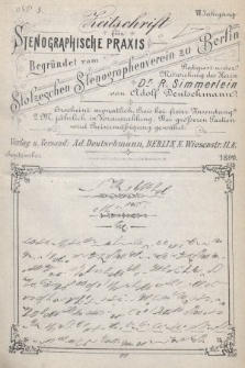 Zeitschrift für Stenographische Praxis. Jg 7, 1890, no. 8