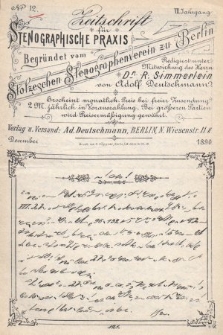 Zeitschrift für Stenographische Praxis. Jg 7, 1890, no. 12
