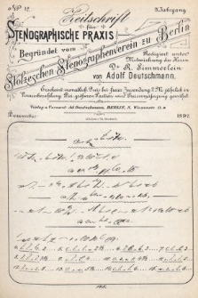 Zeitschrift für Stenographische Praxis. Jg 9, 1892, no. 12