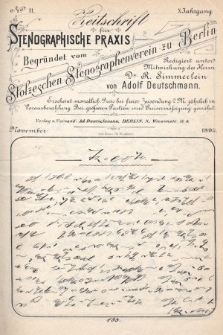 Zeitschrift für Stenographische Praxis. Jg 10, 1893, no. 11