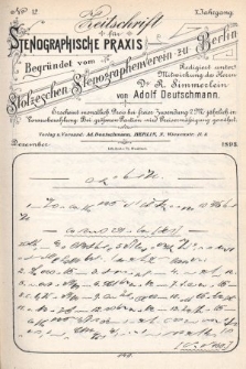 Zeitschrift für Stenographische Praxis. Jg 10, 1893, no. 12