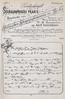 Zeitschrift für Stenographische Praxis. Jg 11, 1894, no. 1