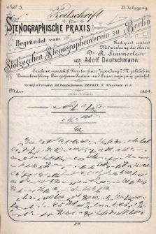 Zeitschrift für Stenographische Praxis. Jg 11, 1894, no. 3