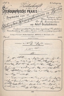 Zeitschrift für Stenographische Praxis. Jg 11, 1894, no. 4