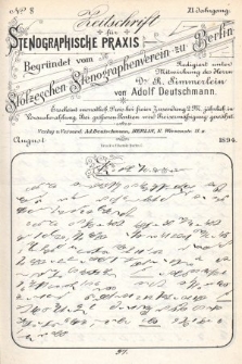 Zeitschrift für Stenographische Praxis. Jg 11, 1894, no. 8