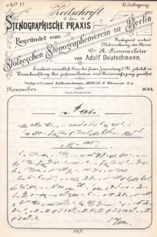Zeitschrift für Stenographische Praxis. Jg 11, 1894, no. 11